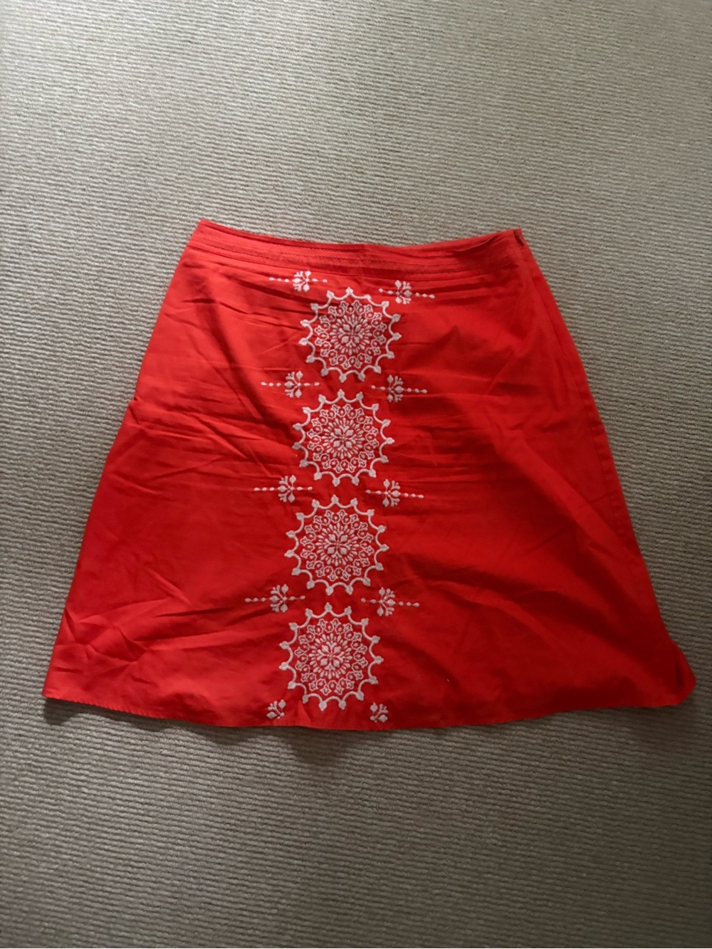 Women's orange Embroidered A-Line Skirt